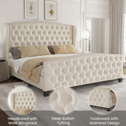 white wingback bed