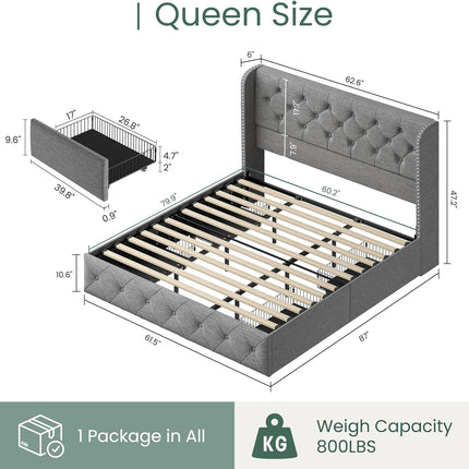 queen platform bed with storage