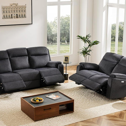 Larmace 3 Piece Gray Sofa Reclining Living Room Sets Furniture