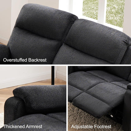 Larmace Sectional Power Recliner Sofa Set 3 Seater Grey Overstuffed Fabric
