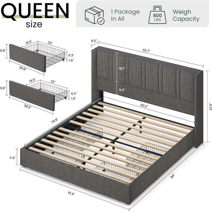 platform bed with drawers