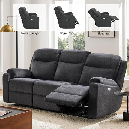 Larmace Sectional Electric Recliner Couch 2+3 Seater Gray Fabric