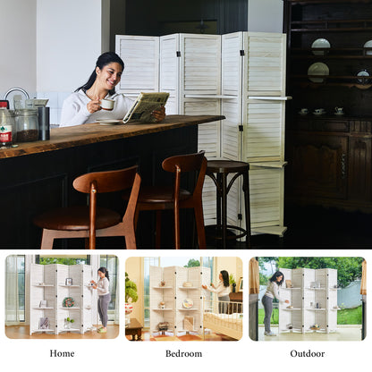 SYLO 5.6ft Folding Wood Room Divider with Shelves