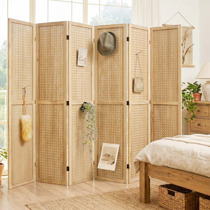 HOVA 66.8" Wooden Pegboard Room Divider