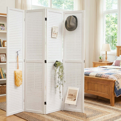 HOVA 66.8" Wooden Pegboard Room Divider