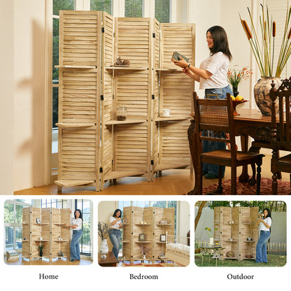 SYLO 5.6ft Folding Wood Room Divider with Shelves