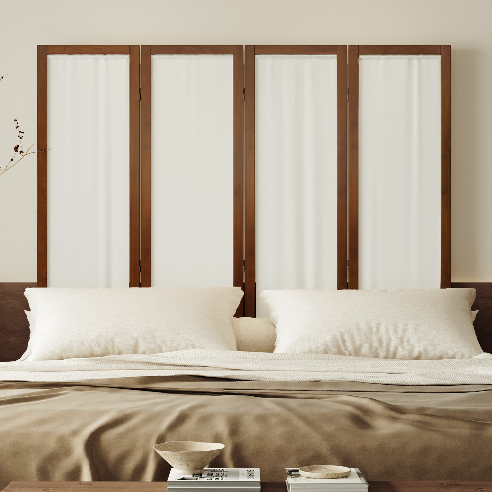 Talen  67" Washable Fabric Wooden Room Divider