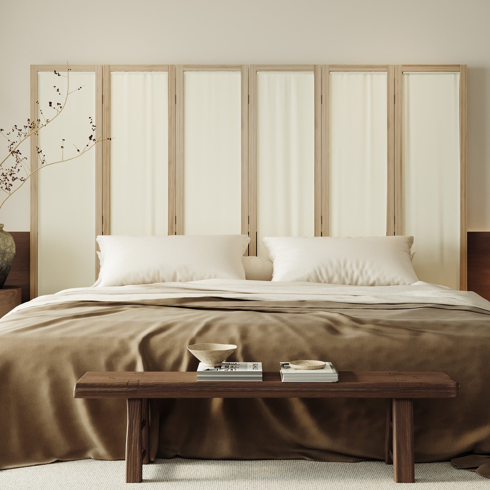 Talen  67" Washable Fabric Wooden Room Divider