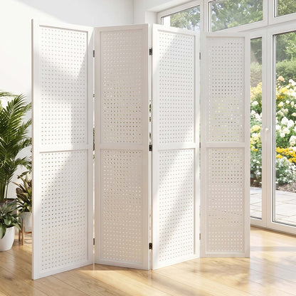 HOVA 66.8" Wooden Pegboard Room Divider