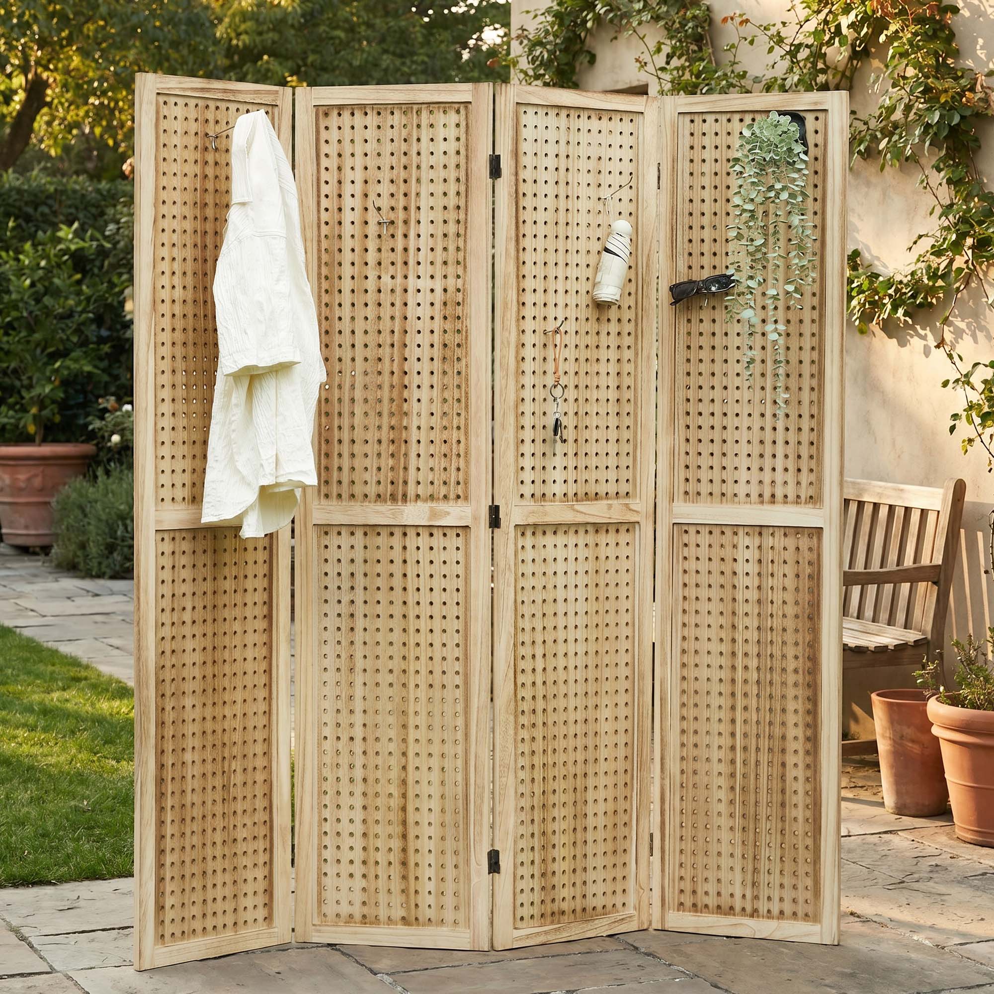 HOVA 66.8" Wooden Pegboard Room Divider