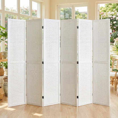 HOVA 66.8" Wooden Pegboard Room Divider