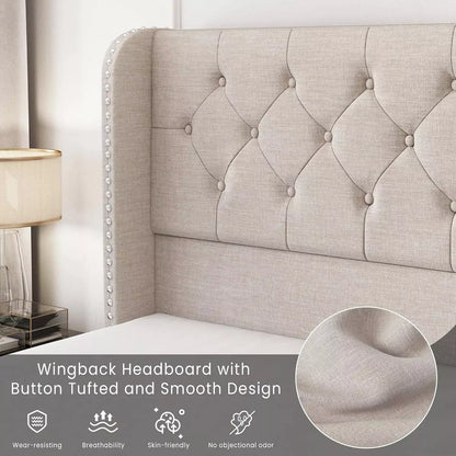 Korav Upholstered Bed Frame with Storage Drawers and LED lights