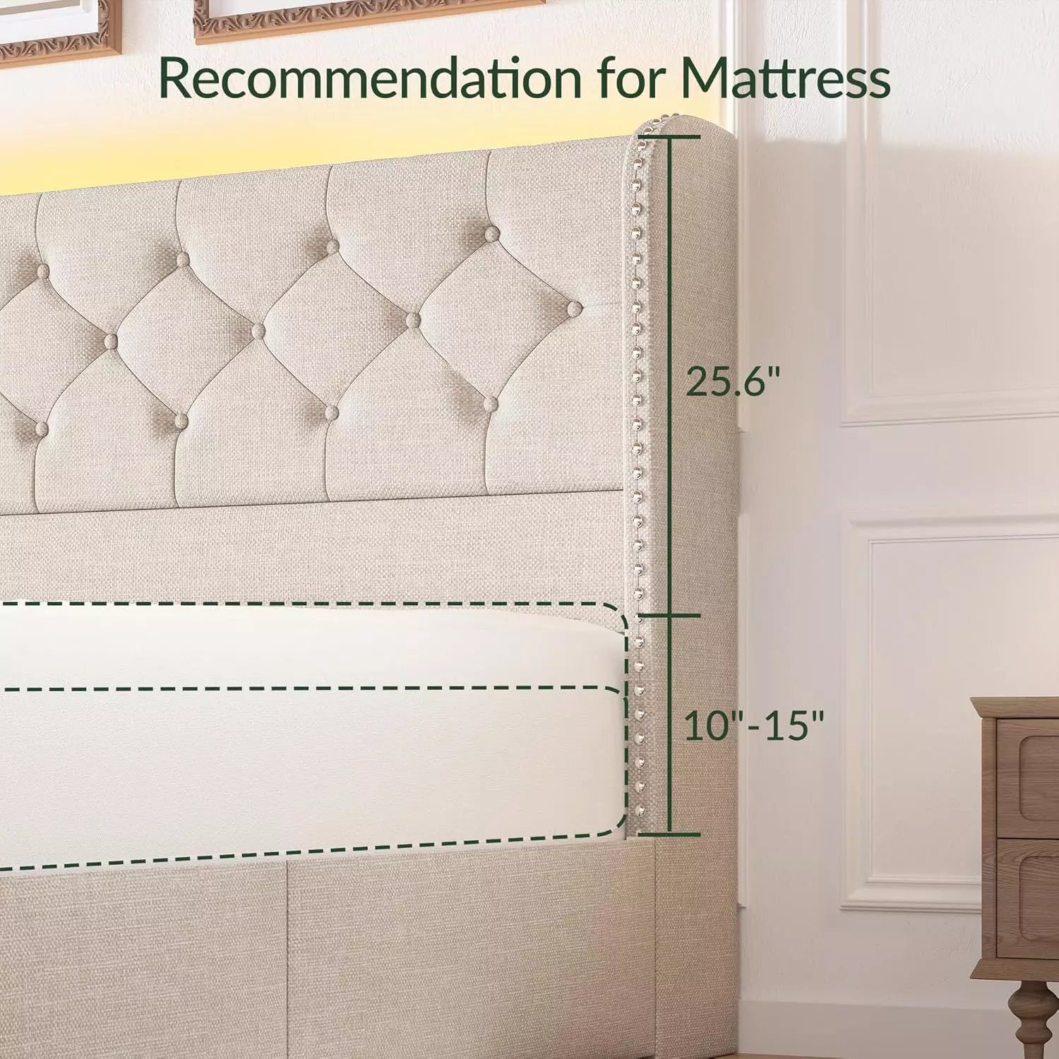 Korav Upholstered Bed Frame with Storage Drawers and LED lights