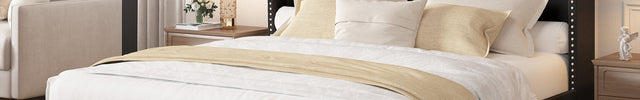 Koral Queen Size Upholstered Bed Frame with Storage Drawers,Tufted Wingback Headboard,Led Lights