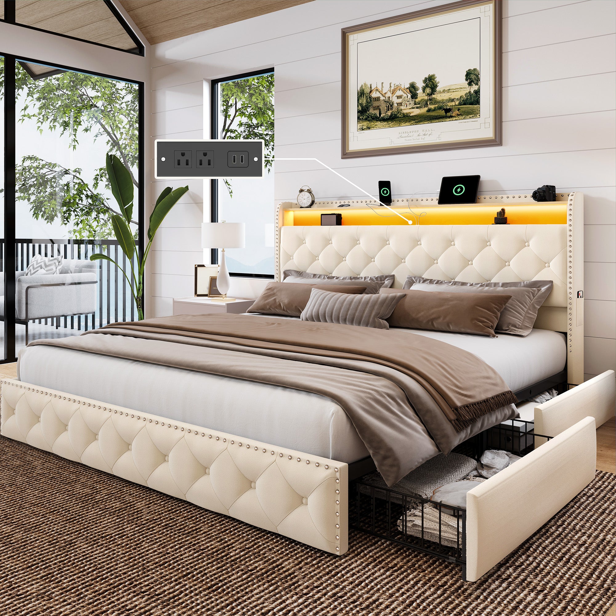 Dexon Velvet Storage Bed Frame