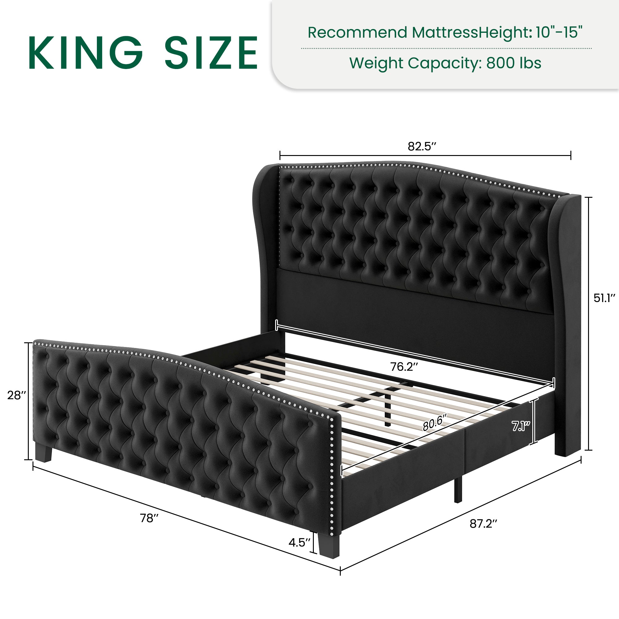 Nadell Velvet Bed Frame with Tall headboard