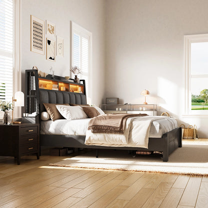 Aspen Bookcase Headboard Storage Bed Frame