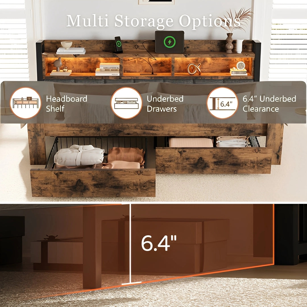 Aspen Bookcase Headboard Storage Bed Frame