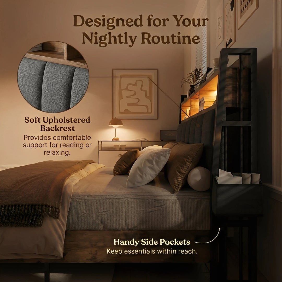 Aspen Bookcase Headboard Storage Bed Frame