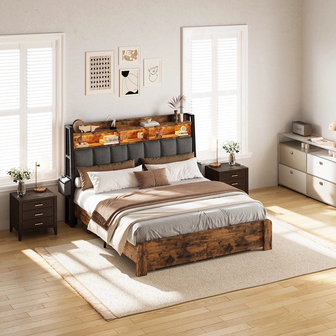 Aspen Bookcase Headboard Storage Bed Frame