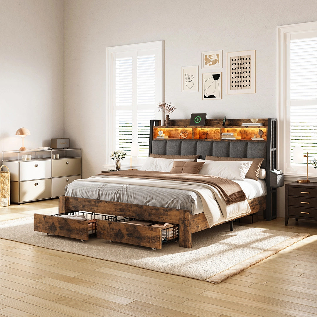 Aspen Bookcase Headboard Storage Bed Frame