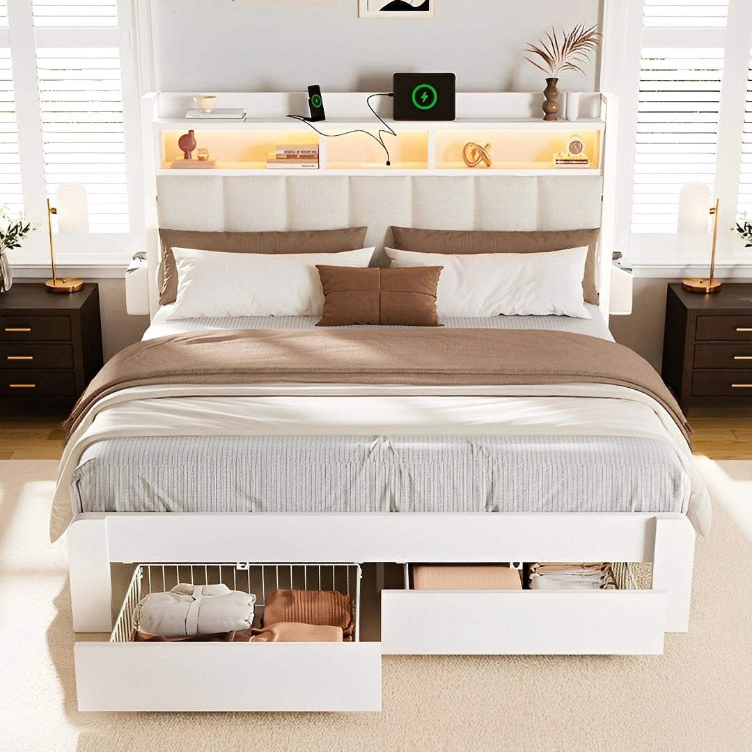 Aspen Bookcase Headboard Storage Bed Frame