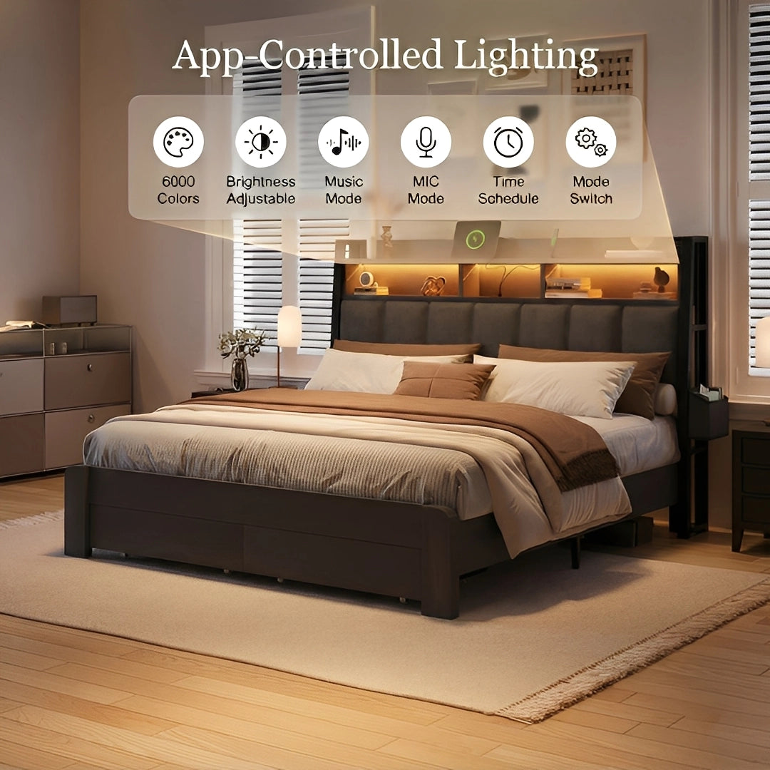 Aspen Bookcase Headboard Storage Bed Frame