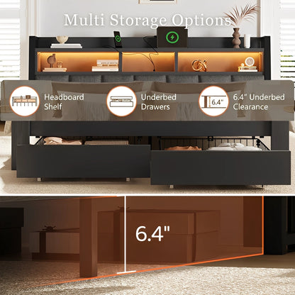 Aspen Bookcase Headboard Storage Bed Frame