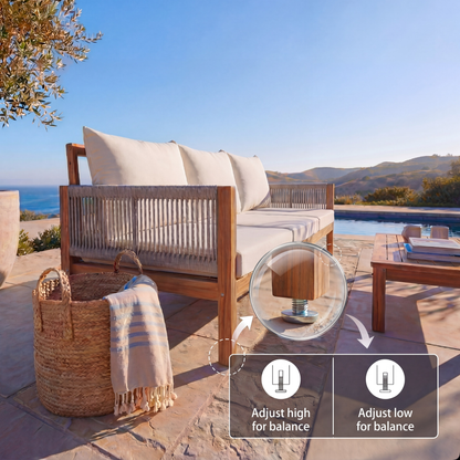 Luvia 3 Seat Acacia Wood Outdoor Sofa, 4 in 1 All-Weather Daybed