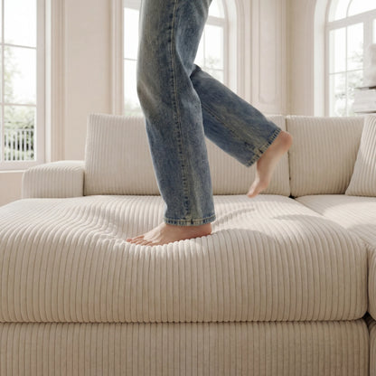 Kova 111" L-Shaped Chaise Longue Sofa  | USB-C Charging  |  Cup Holders