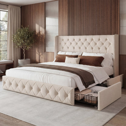 Korall Upholstered Bed Frame with Storage