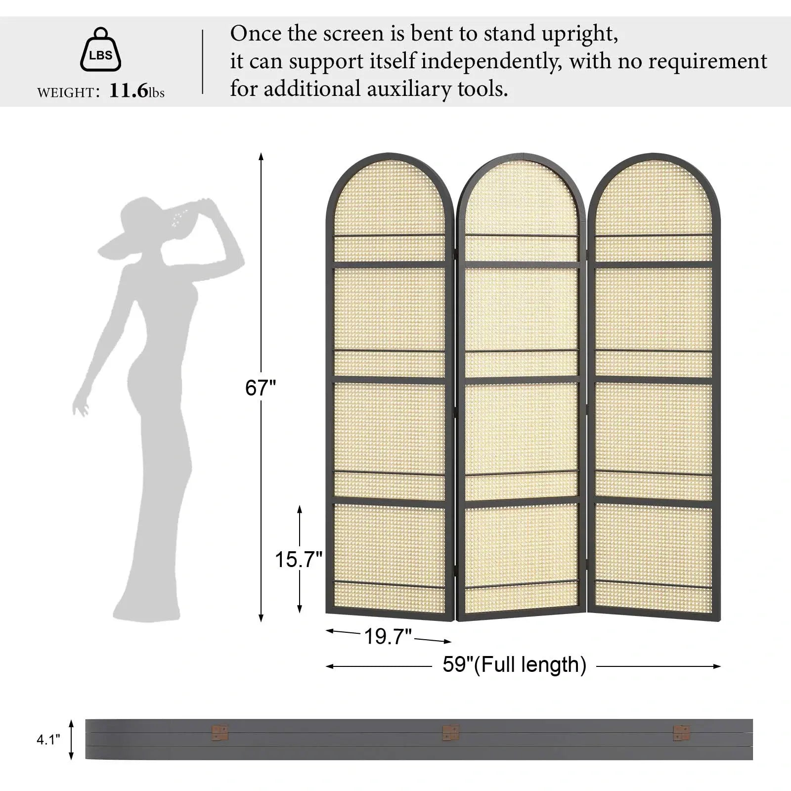 BOHO 67" Arched Folding Room Divider