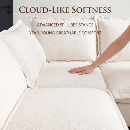 Relaxing lounging experience on Densa cloud sofa with plush 11" thick cushions.