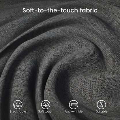 Close-up of the breathable and durable fabric on the Densa **dark gray sectional sofa**, a **u shape 7 seater** cloud sofa with **movable ottomans** for ultimate comfort