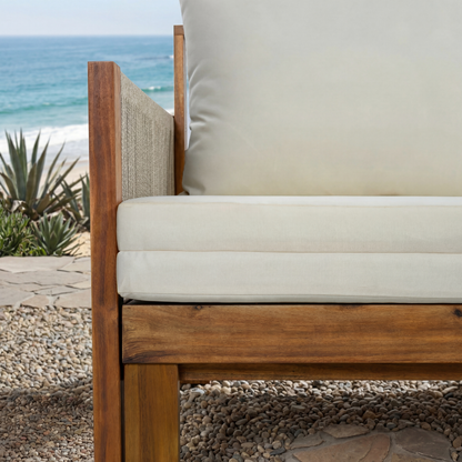 Luvia 3 Seat Acacia Wood Outdoor Sofa, 4 in 1 All-Weather Daybed