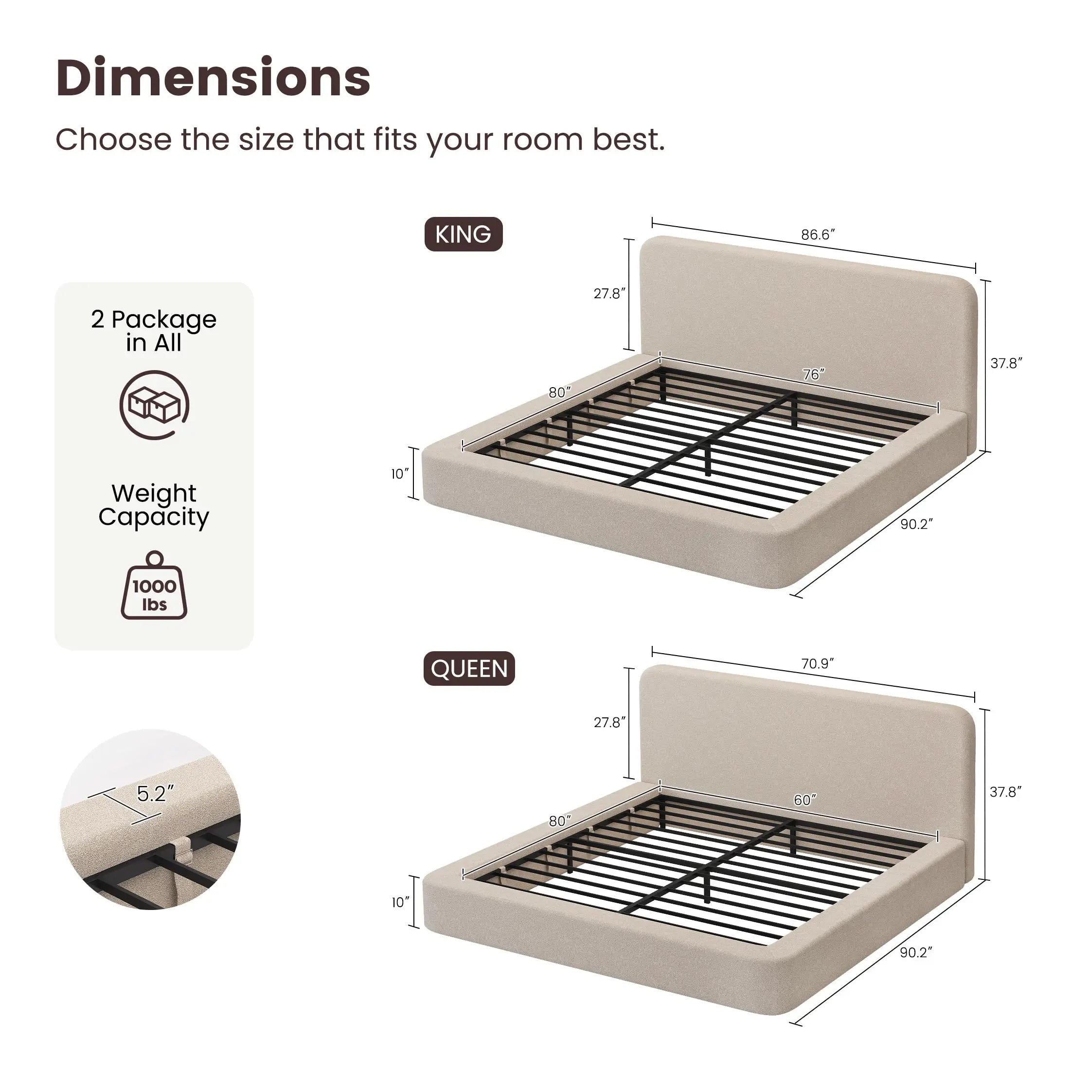 Elora Cloud Upholstered Bed Frame