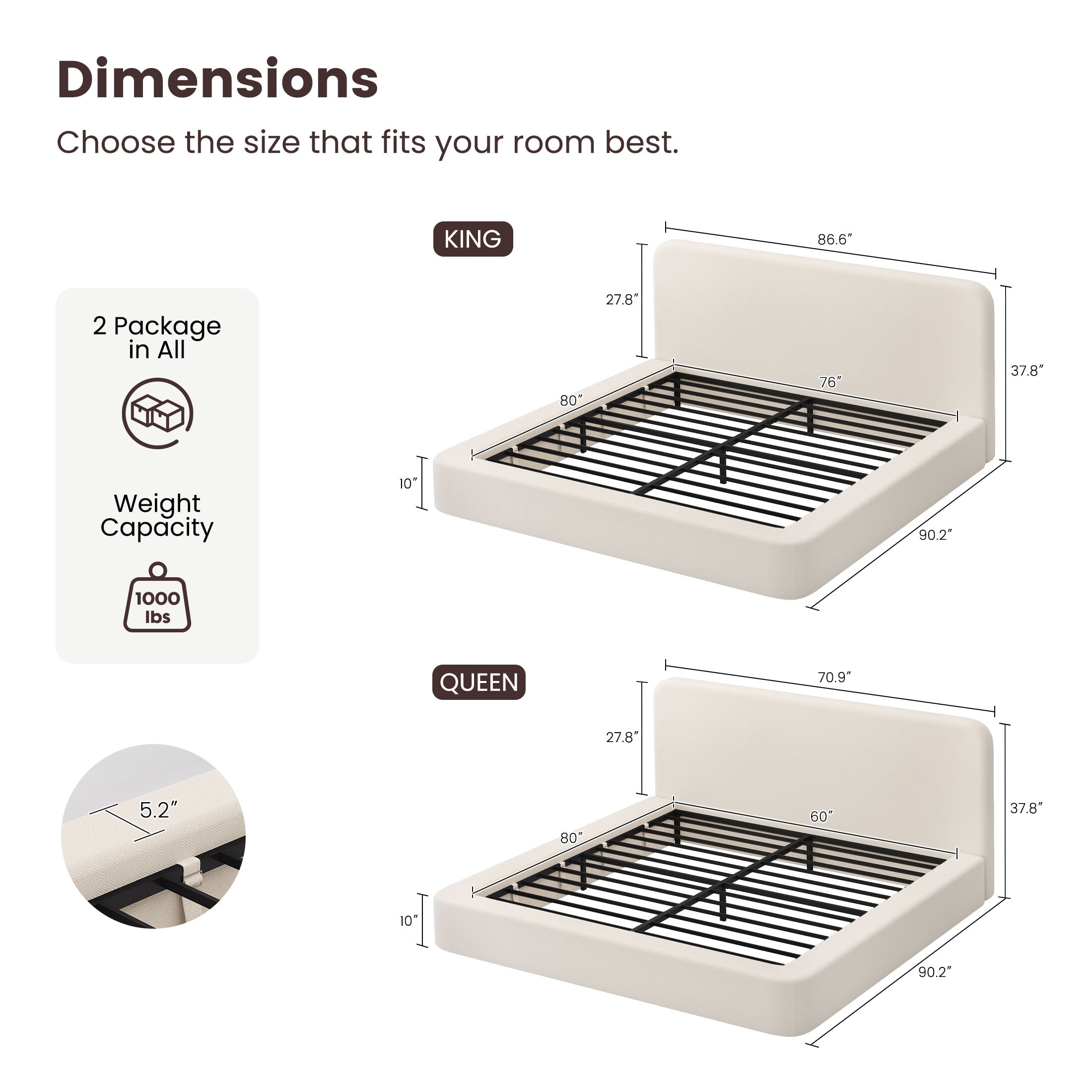 Elora Cloud Upholstered Bed Frame