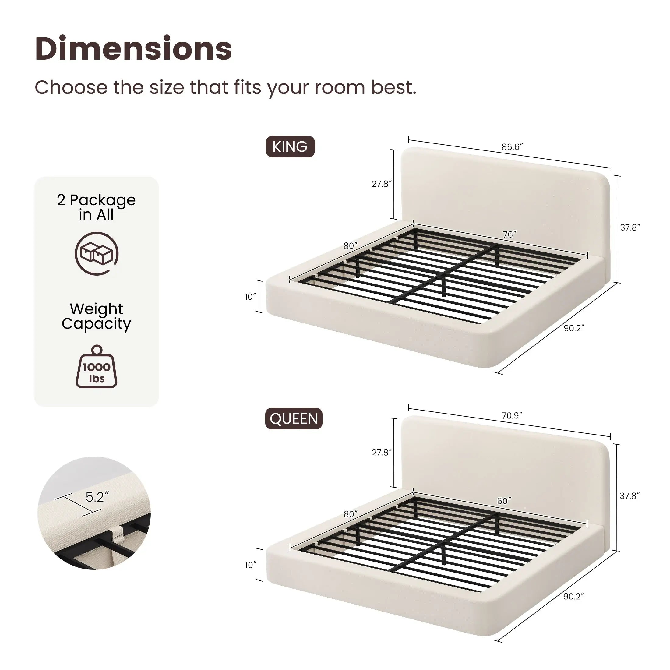 Elora Cloud Upholstered Bed Frame