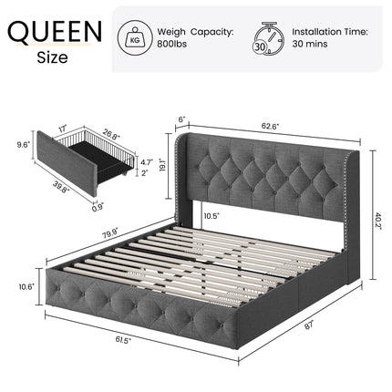 bed frame king with storage