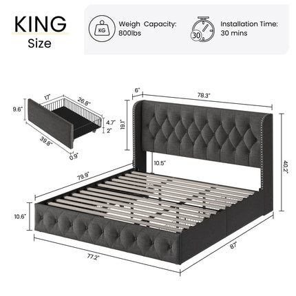 queen bed frame with storage and headboard