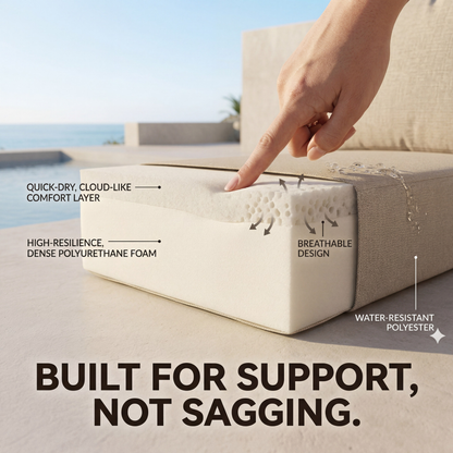 Luvia 3 Seat Acacia Wood Outdoor Sofa, 4 in 1 All-Weather Daybed