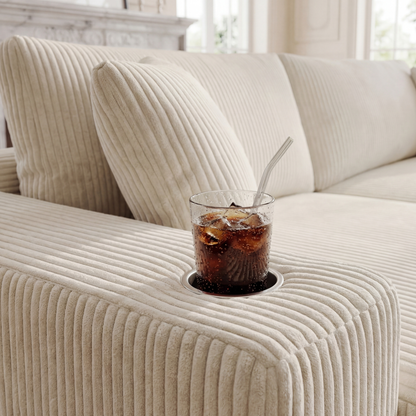 Kova 111" L-Shaped Chaise Longue Sofa  | USB-C Charging  |  Cup Holders
