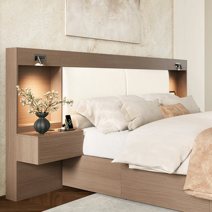 Kaelen Wooden Storage Bed with Built-in Nightstands & Reading Lights