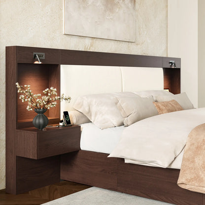 Kaelen Wooden Storage Bed with Built-in Nightstands & Reading Lights