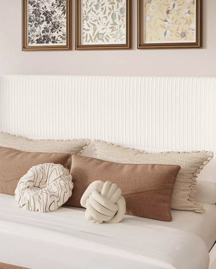 Elysia Corduroy Upholstered Platform Bed Frame,48" Nailhead Trim Wingback