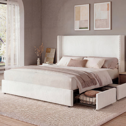 Elysia Corduroy Storage Bed Frame