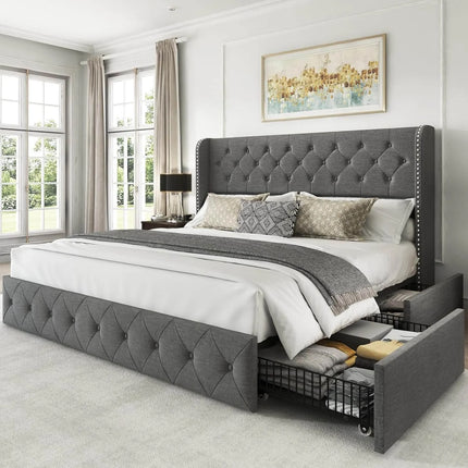 king size bed with storage drawers