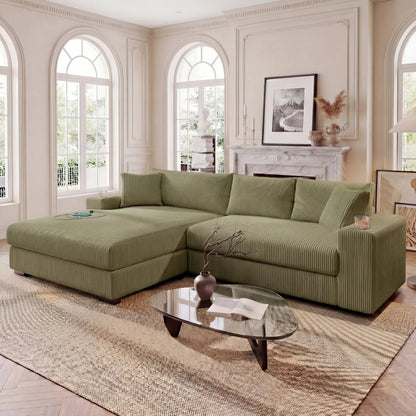 Kova 111" L-Shaped Chaise Longue Sofa  | USB-C Charging  |  Cup Holders