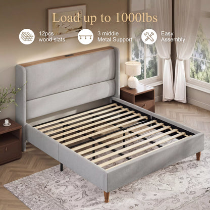 Arc Linen Tall Headbaord Wingback Bed Frame