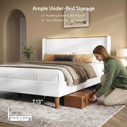 Arc Linen Tall Headbaord Wingback Bed Frame